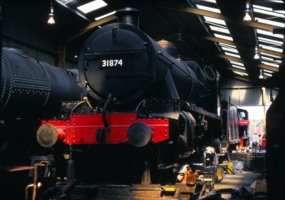 31874 in the works at the Mid Hants Railway